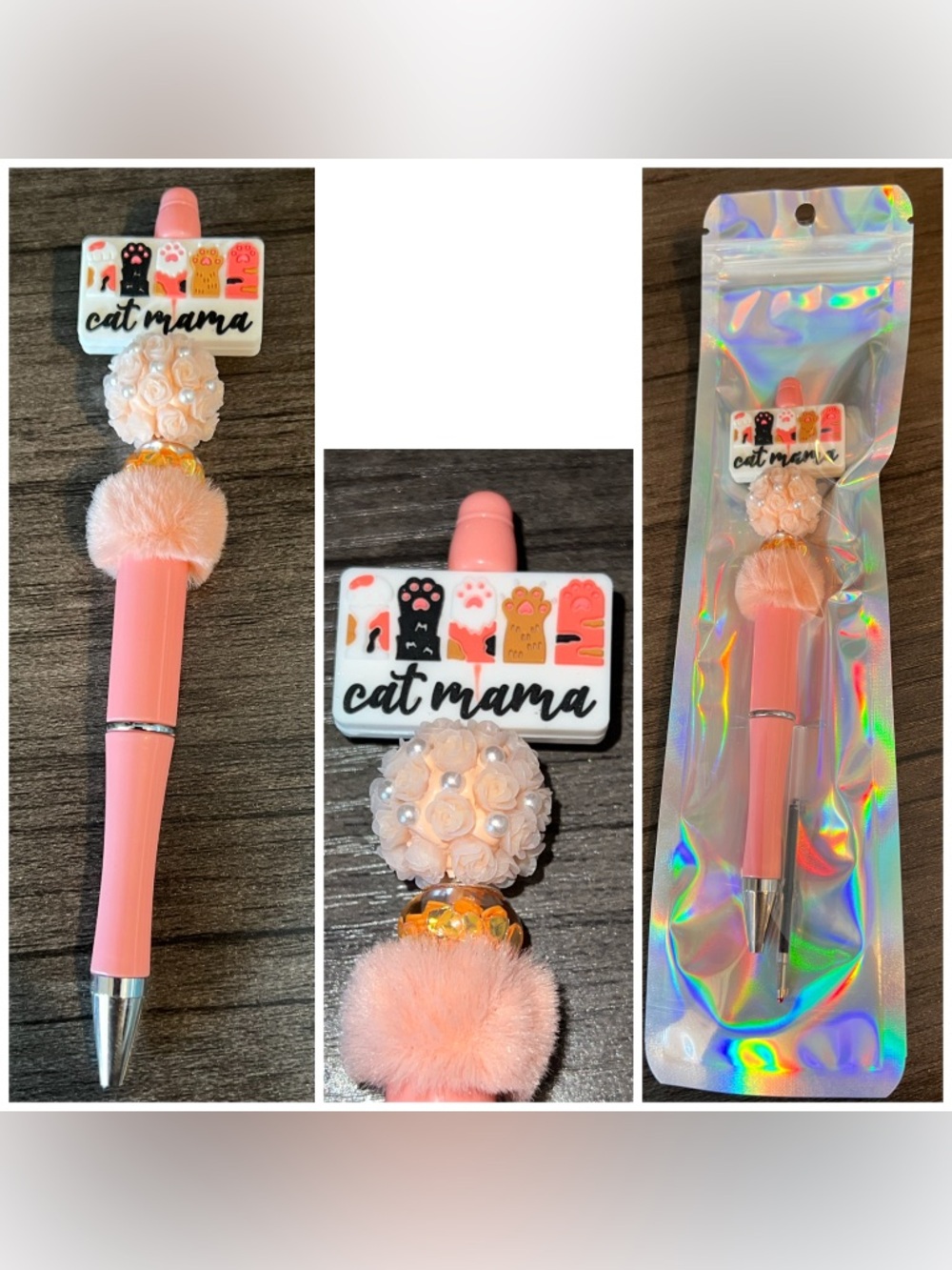 Cat Mama beaded focal pen